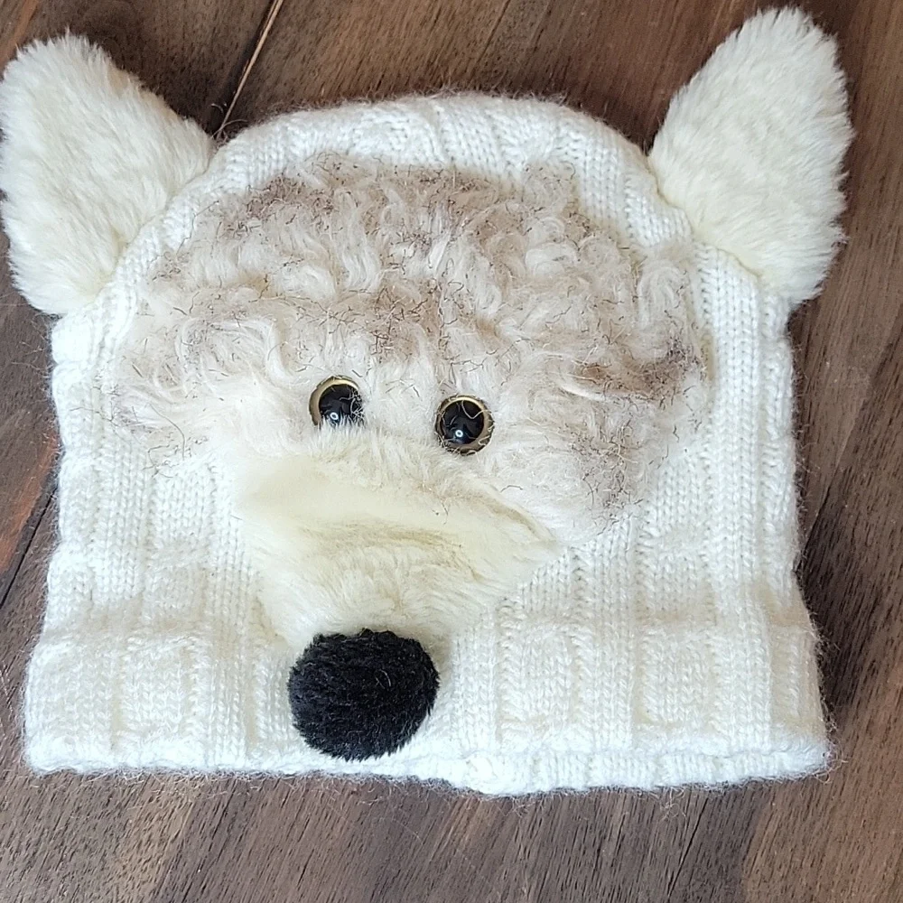 Jeanne Simmons Cable Knit Bear Beanie Hat